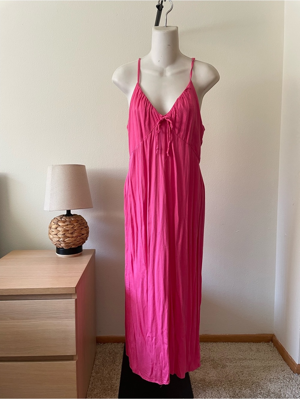 Wild Fable Hot Pink Maxi Slip Dress with Spaghetti Straps